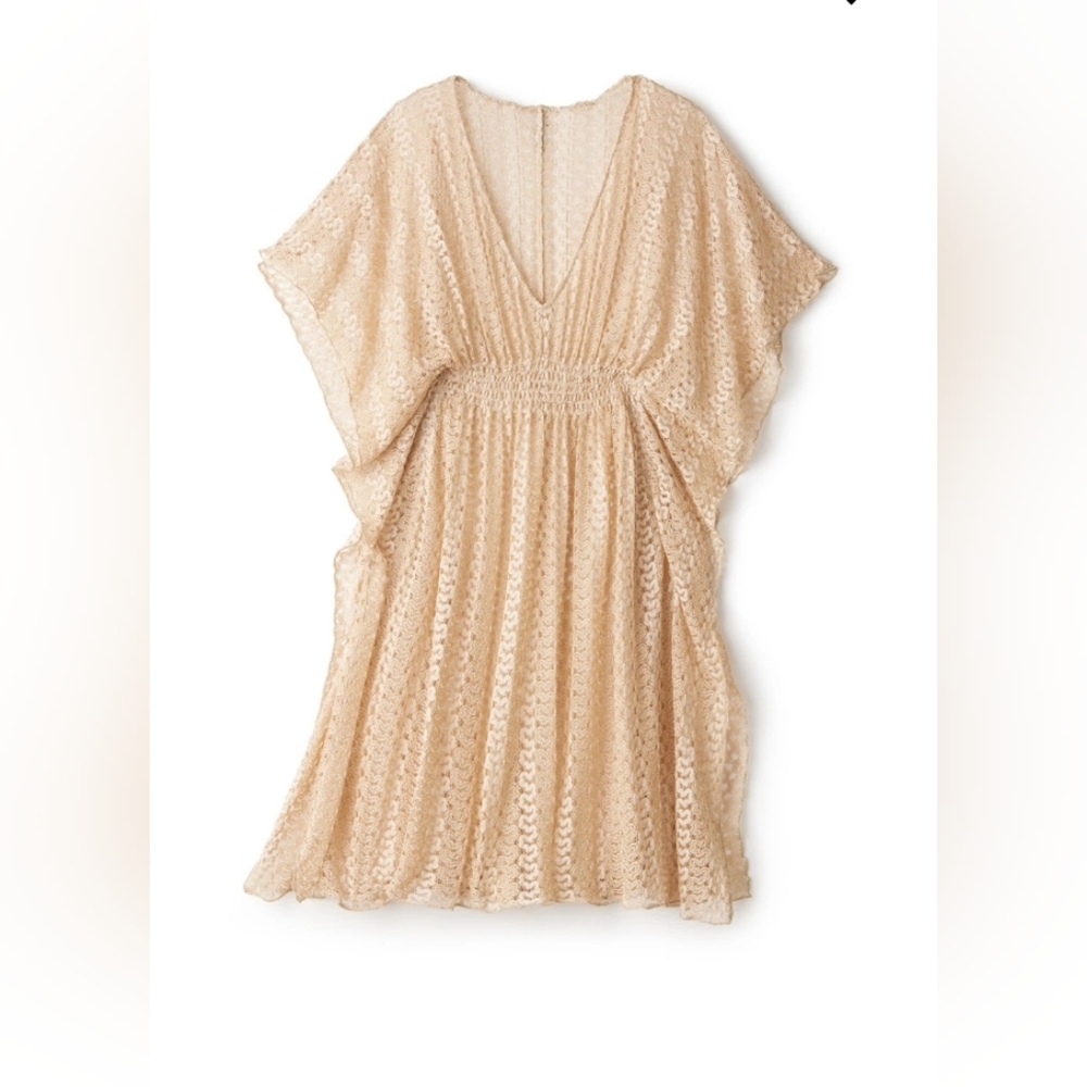 BECCA BY REBECCA VIRTUE Golden Metallic Crochet Tunic